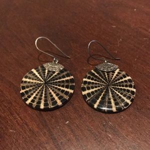 QVC Artisan Sterling Mosaic Inlay Round Earrings
